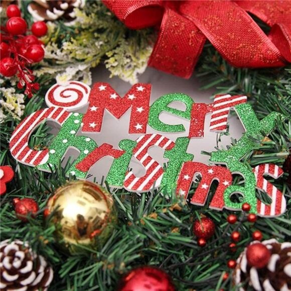 17" Winter Wreath for Front Door Artificial Red Holiday Wreath with Accents - Picture 2 of 6